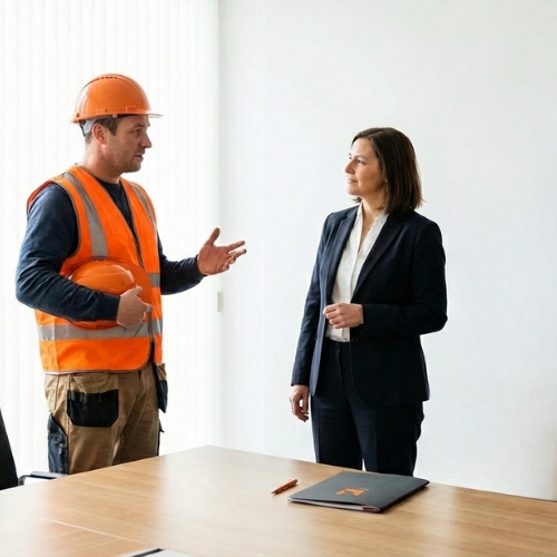 Construction lawyer advising a client